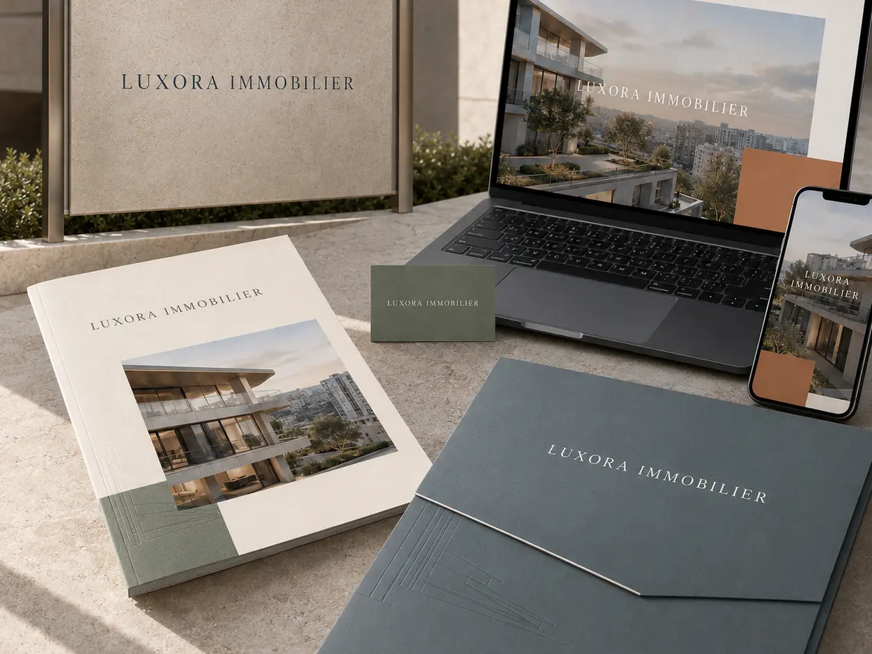 Identité et supports commerciaux Luxora Immobilier