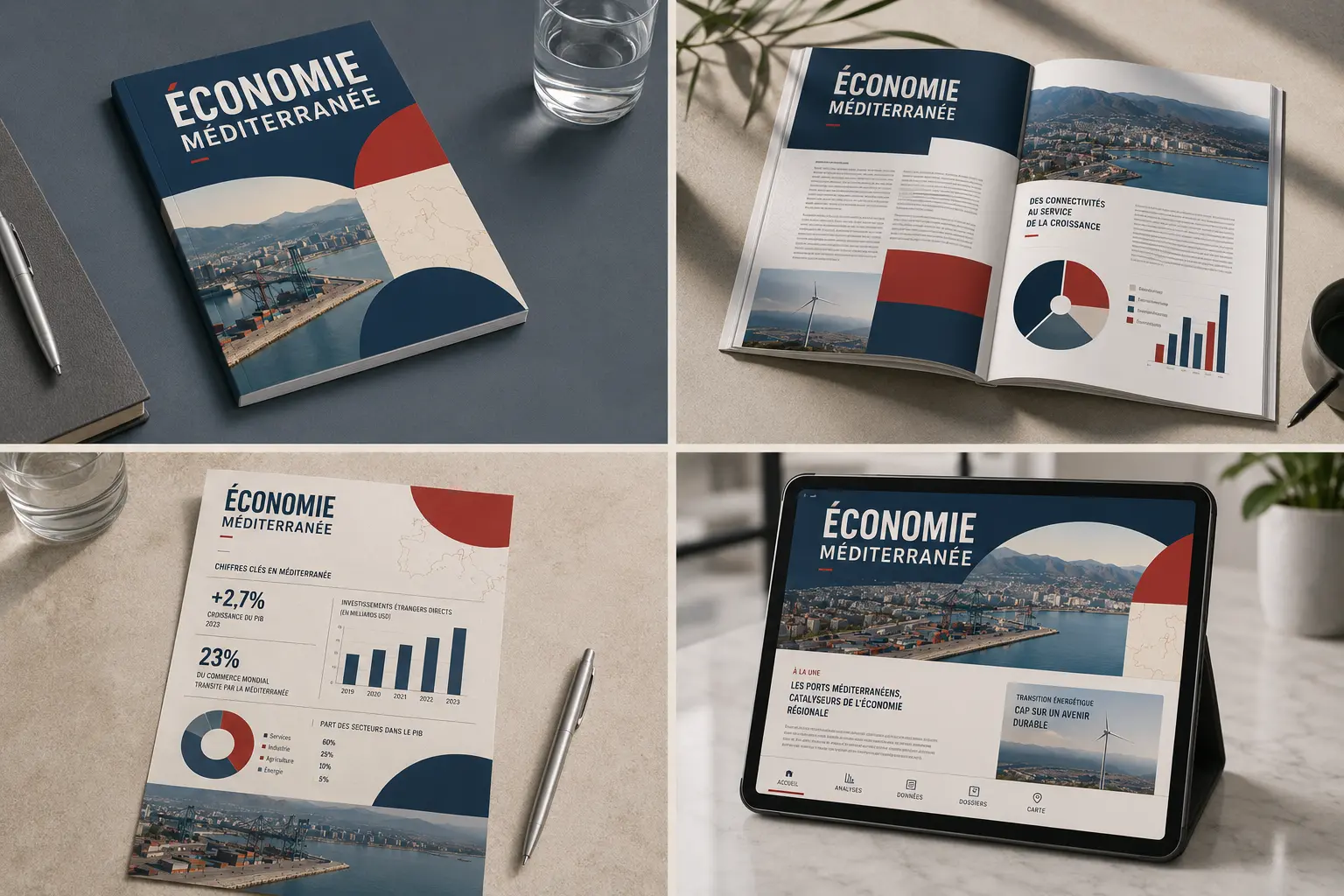 Quatre applications graphiques du projet Magazine économique