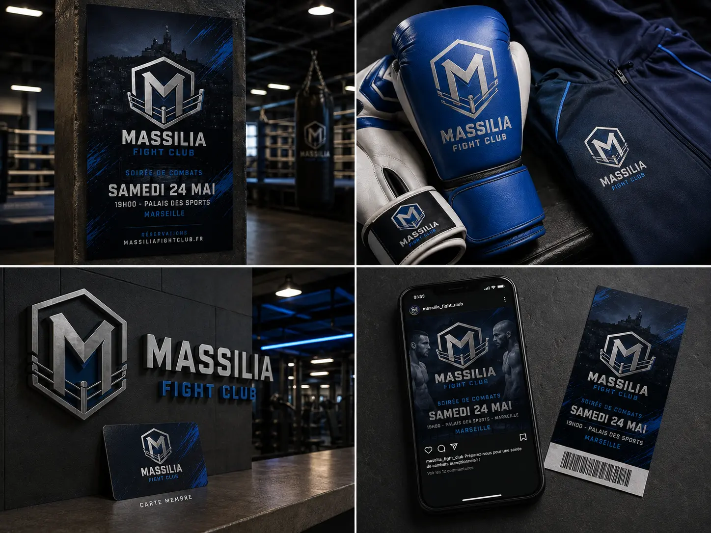 Quatre applications graphiques du projet Massilia Fight Club